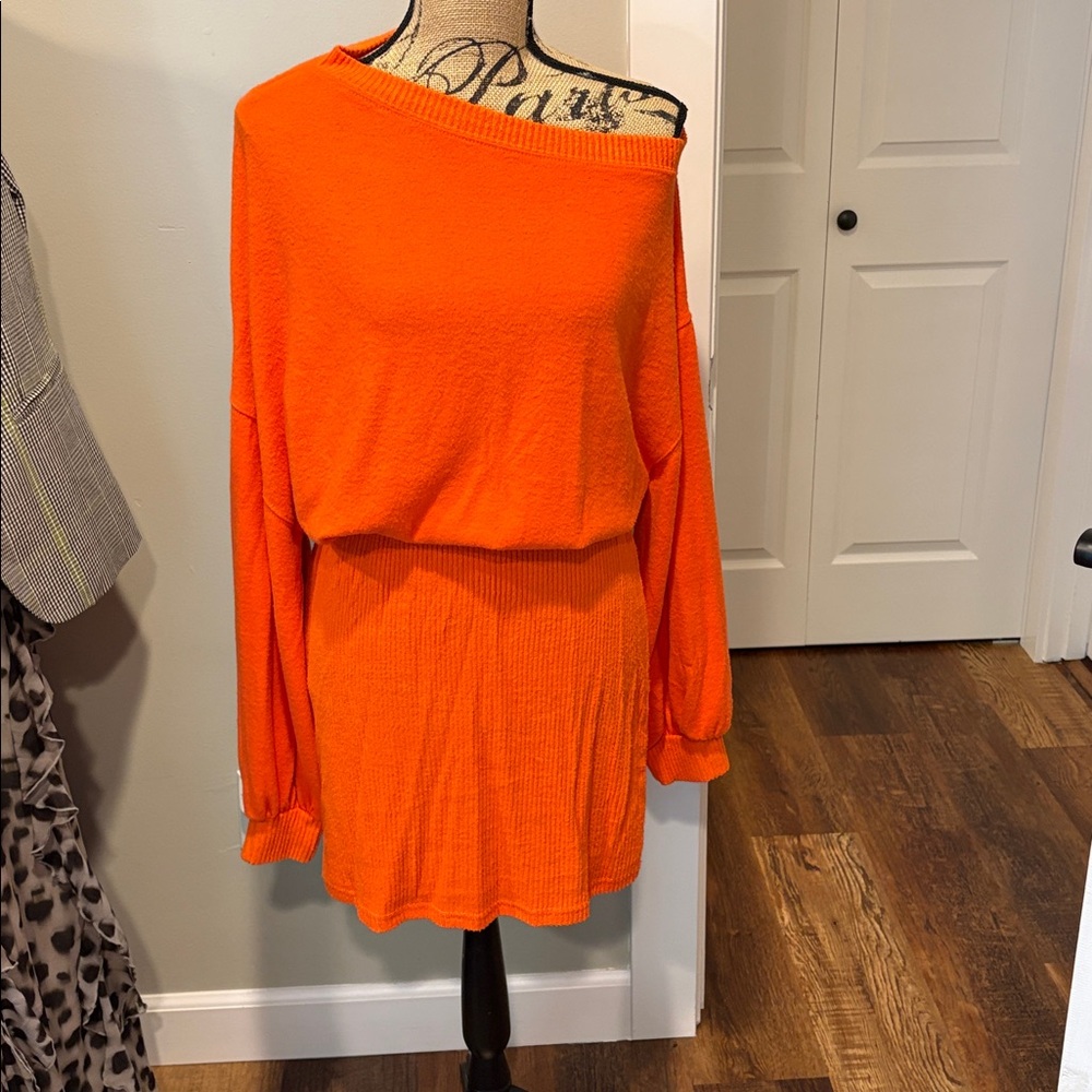 Bright Orange FP Beach Knit Dress